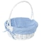 Vintiquewise White Round Willow Gift Basket, with Blue and White Gingham Liner and Handles, Medium QI004550BL.M - alternate 1